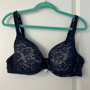 Navy blue lace padded bra - size 42C